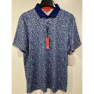 Redvanly Brewer Polo Golf Shirt Mazarine Blue Floral Men's Large PUREpoly NWT